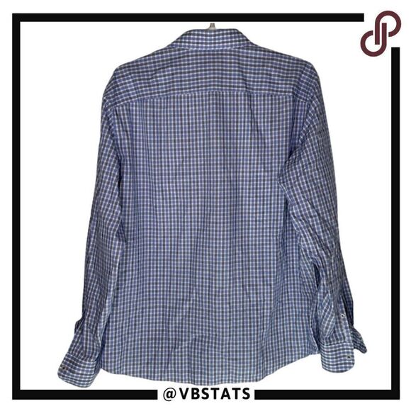 UNTUCKit Blue / Navy / White Plaid LS Button Down Wrinkle Free Top in Size XXL - Picture 2 of 5